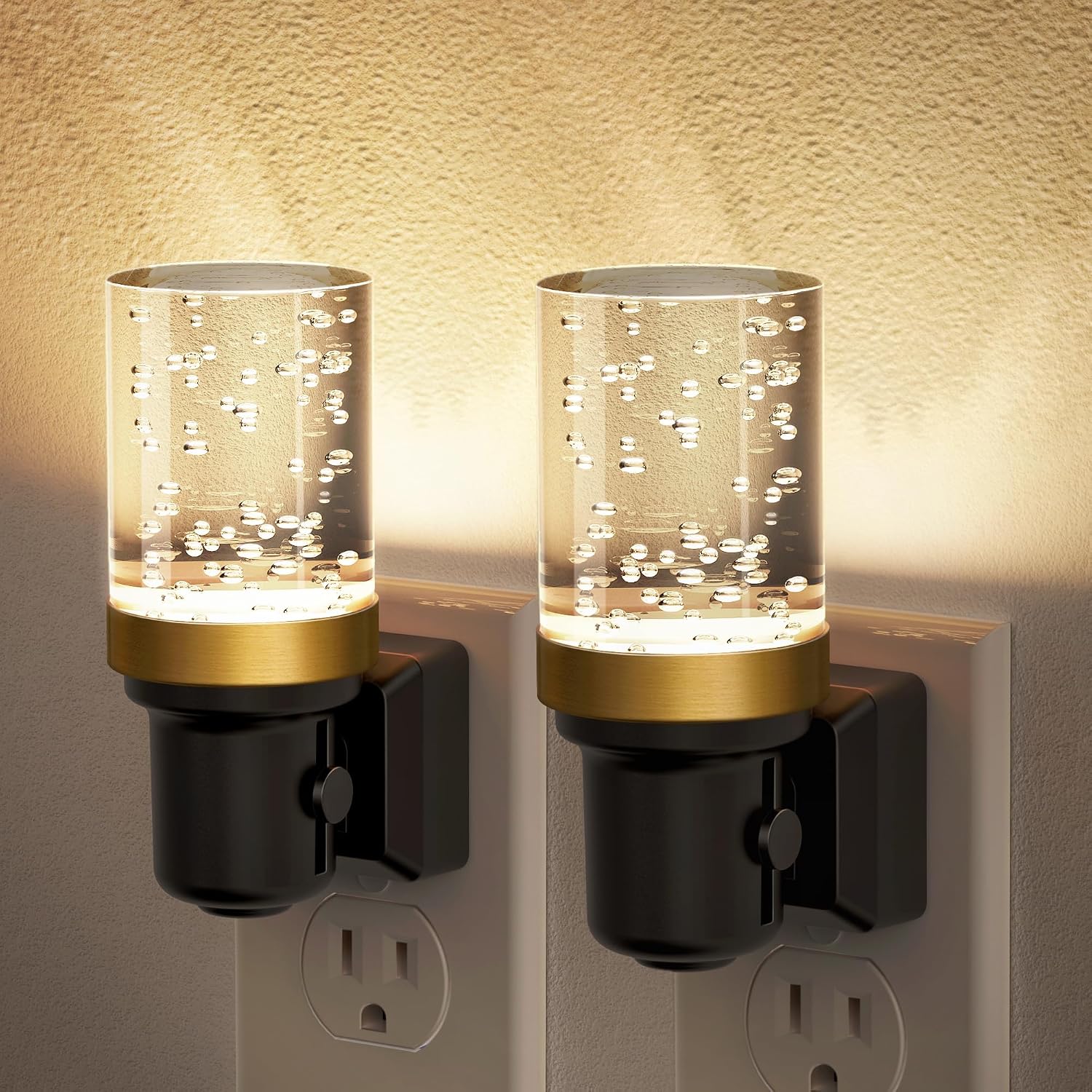 JandCase Night Light, Dimmable Night Lights Plug into Wall, Auto On/Off Light Sensor Nightlight, 3000K Warm White 0-100LM Brightness LED…