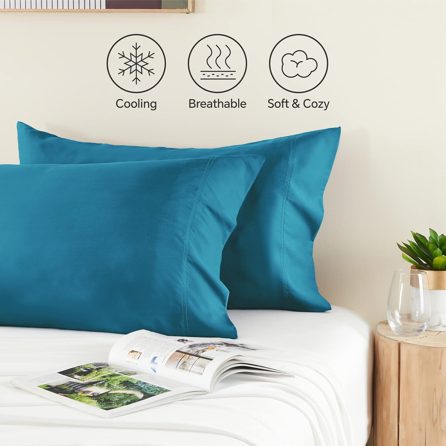 Bedelite Pillow Cases Queen Size Set of 2, Rayon Derived from Bamboo, Cooling Pillow Cases for Hot Sleepers & Night Sweats, Breathable and…