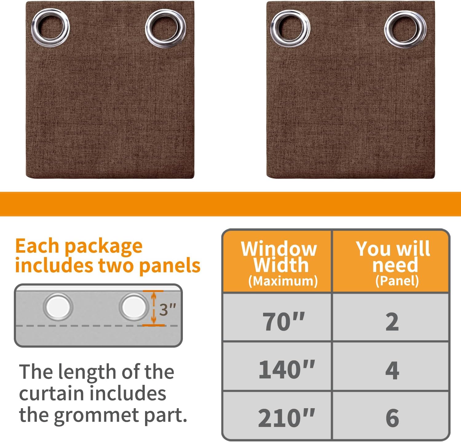 YoungsTex Brown Linen Blackout Curtains 84 Inches Long for Living Room, Dark Chocolate Thermal Insulated Drapes with Grommet Room Darkening…
