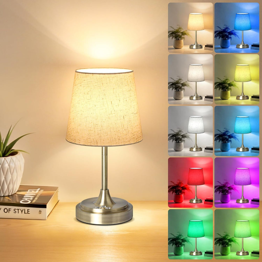 Wowag Small Cordless Table Lamp Rechargeable,5000mAh Battery Operated Desk Lamp,3 Colors & 7 RGB Stepless Dimmable, Touch Ambient Light…