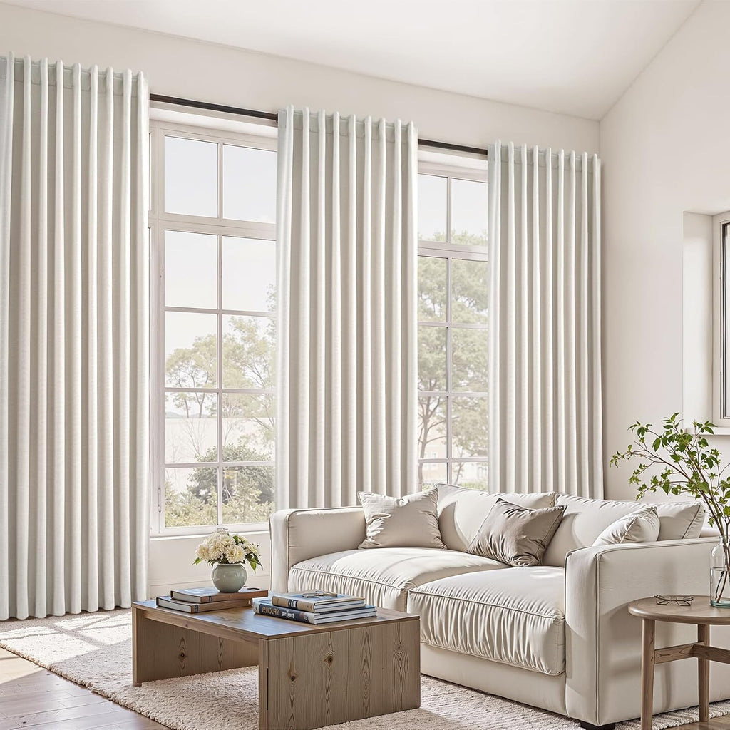 Topfinel Extra Wide 70 Inch Length Blackout Curtains & Drapes 92 Inches Long 2 Panels Set for Sliding Glass Doors Modern Pleated Linen Blen…
