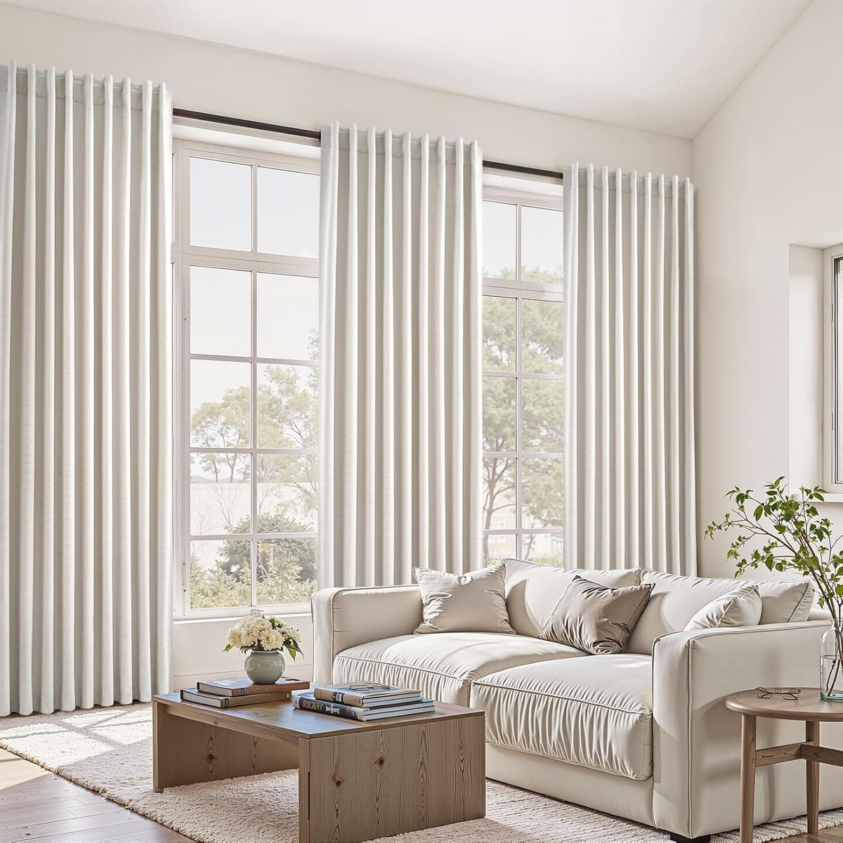 Topfinel Extra Wide 70 Inch Length Blackout Curtains & Drapes 92 Inches Long 2 Panels Set for Sliding Glass Doors Modern Pleated Linen Blen…