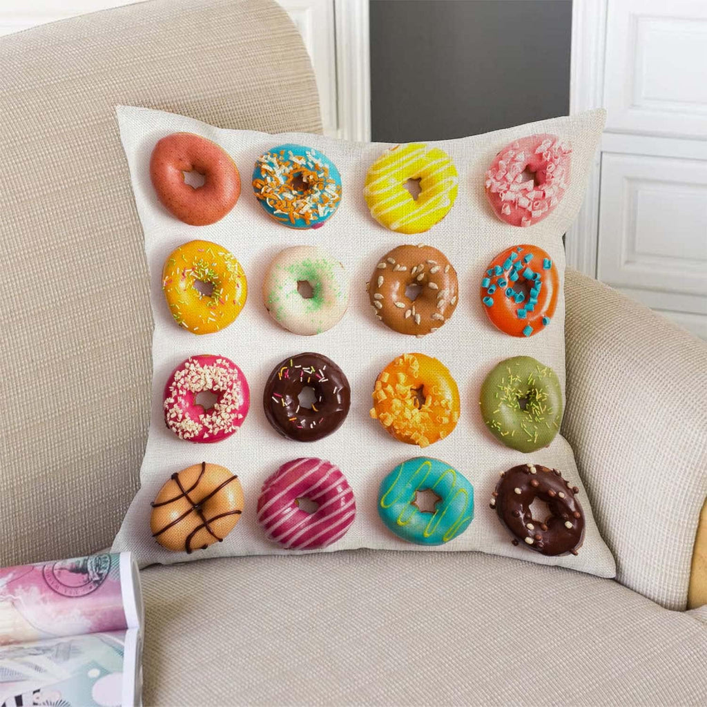 TSSOHU Outdoor Patio Throw Pillow Cover Colorful Donuts Farmhouse Décor Outside Furniture Swing Seat Bench Chair Decorative Cushion Cases…