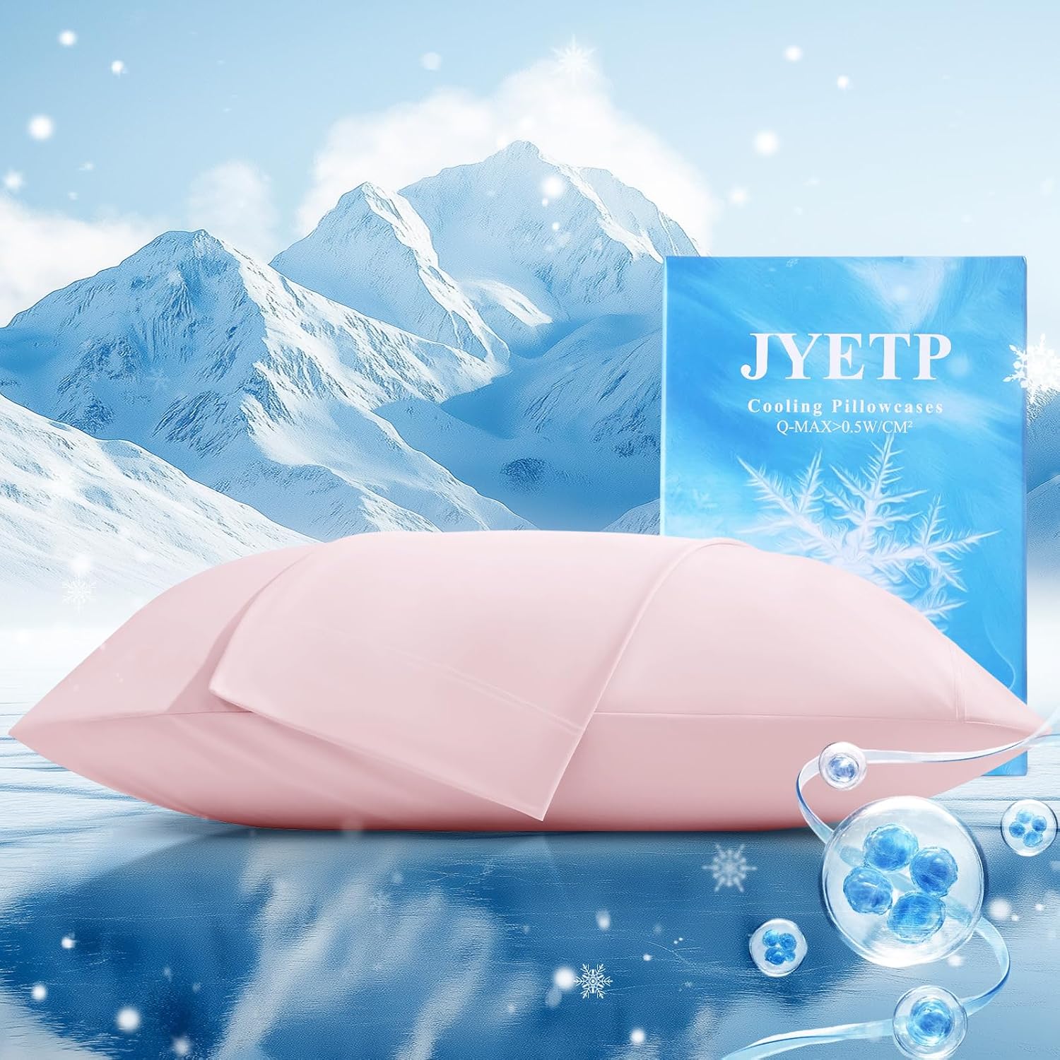 Cooling Pillow Cases 2 Pack Queen Size Cooling Pillowcases for Hot Sleeper Q-Max>0.5, Hydrates Skin & Hair, Reduces Wrinkles & Frizz…