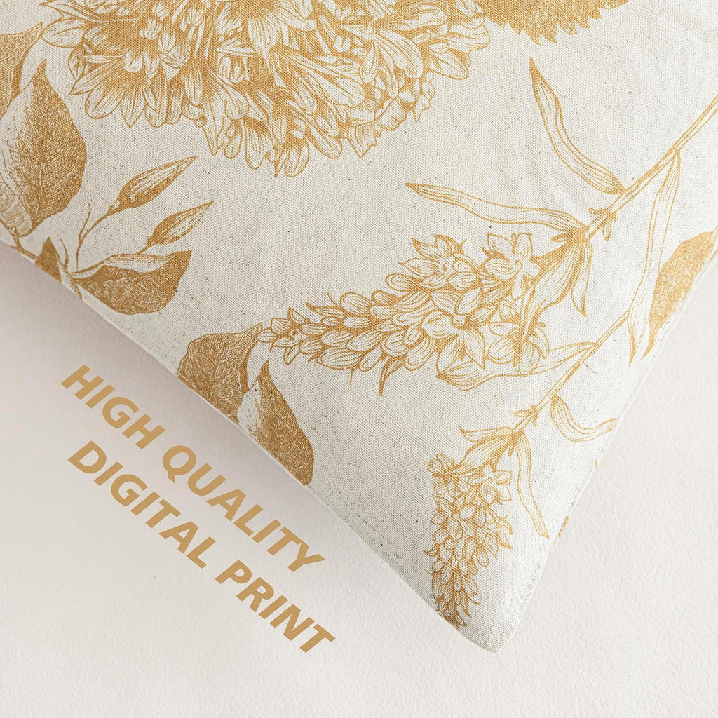 Foindtower Set of 2 Linen Floral Vintage Throw Pillow Covers Neutral Accent Print Decorative Cozy Cushion Covers Farmhouse Home Decor for…
