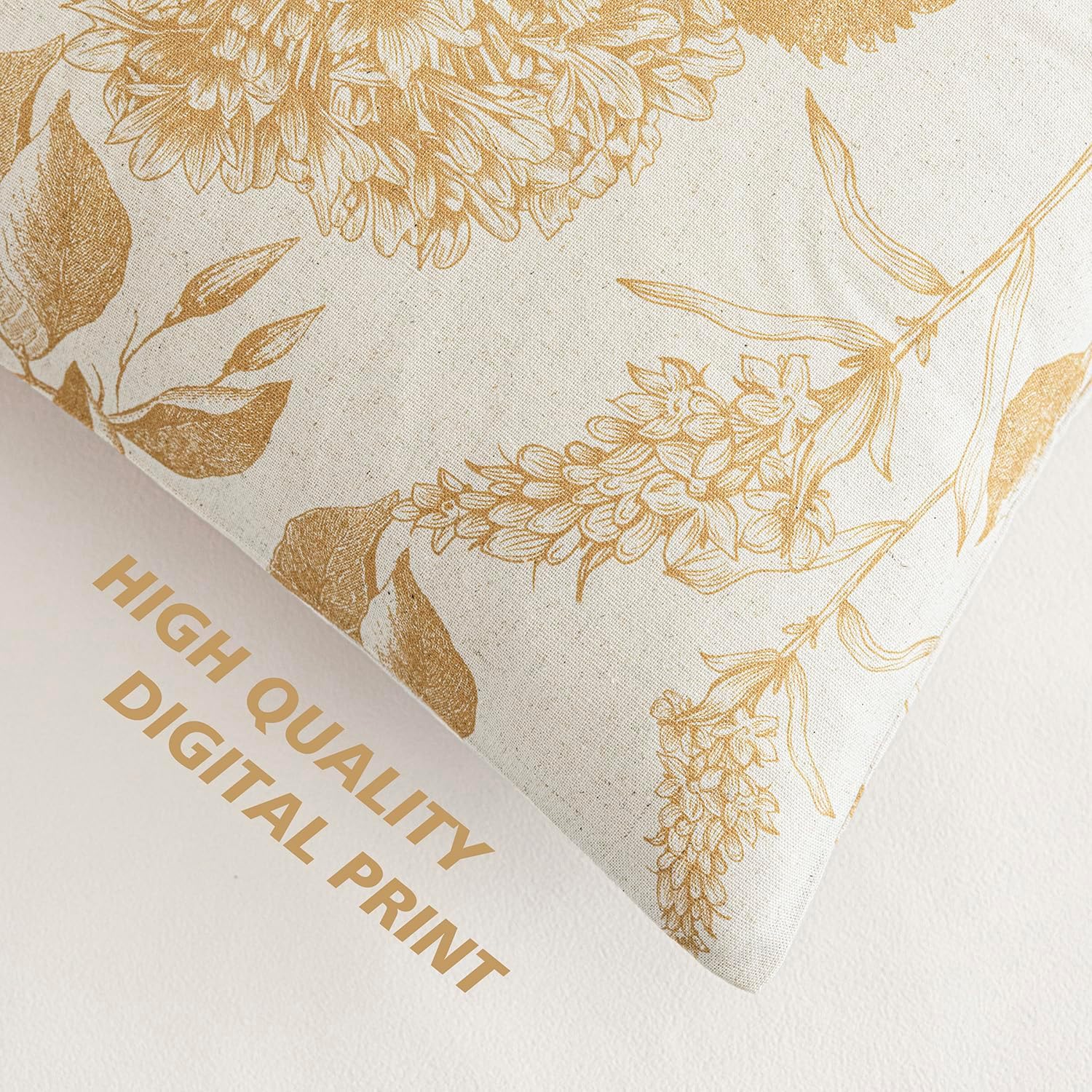 Foindtower Set of 2 Linen Floral Vintage Throw Pillow Covers Neutral Accent Print Decorative Cozy Cushion Covers Farmhouse Home Decor for…