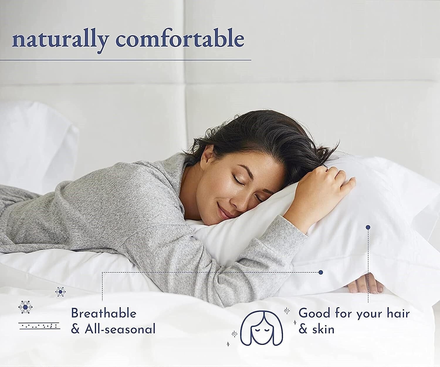 King Pillow Protectors with Zipper Egyptian Cotton Sateen Stripe Pack of 2 Oeko-TEX Certified