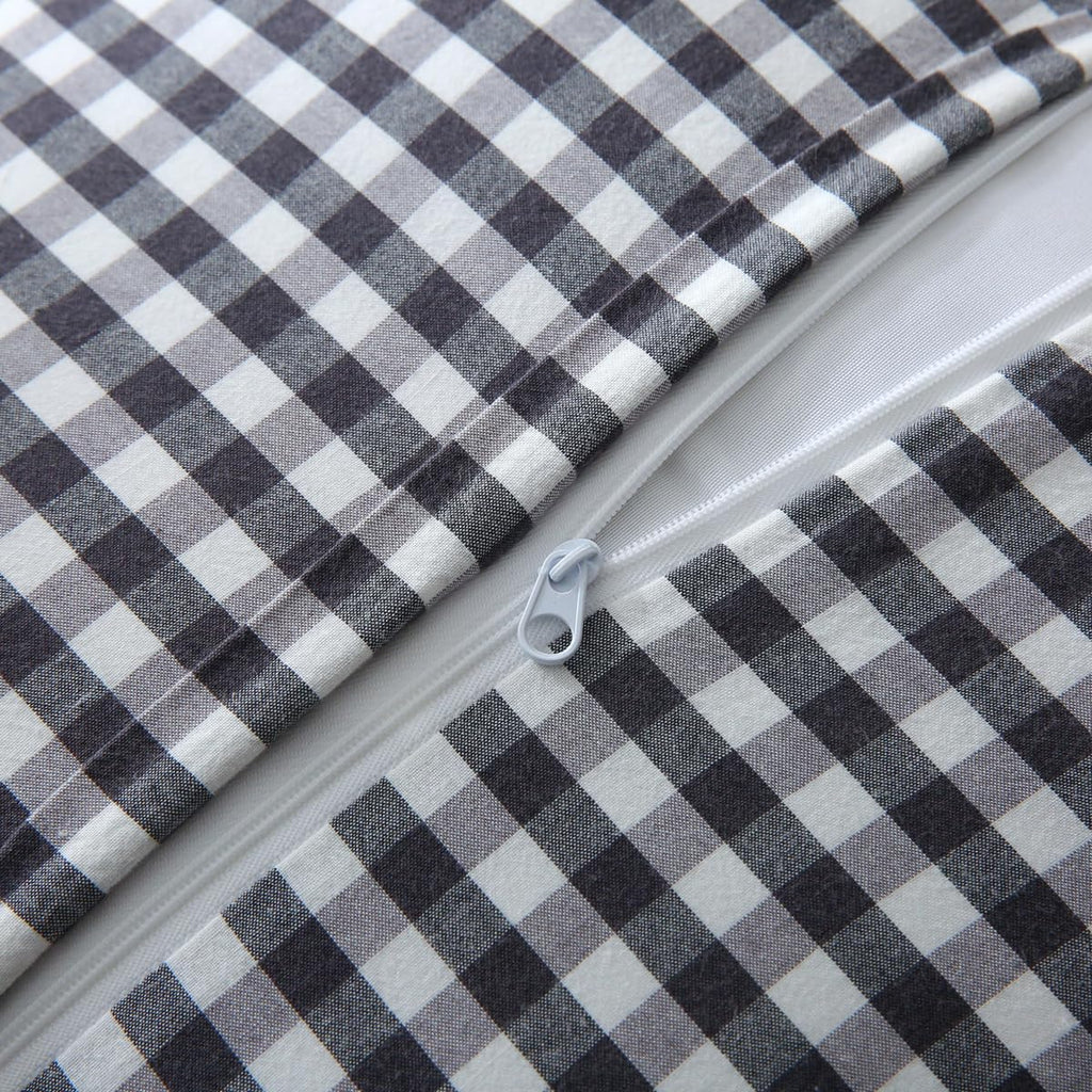 Mywinlle Black/White Plaid Ruffle Throw Pillow Covers Set of 2, Checkered Washed Cotton Gingham Decorative Pillow Shams Farmhouse Pillowcase…
