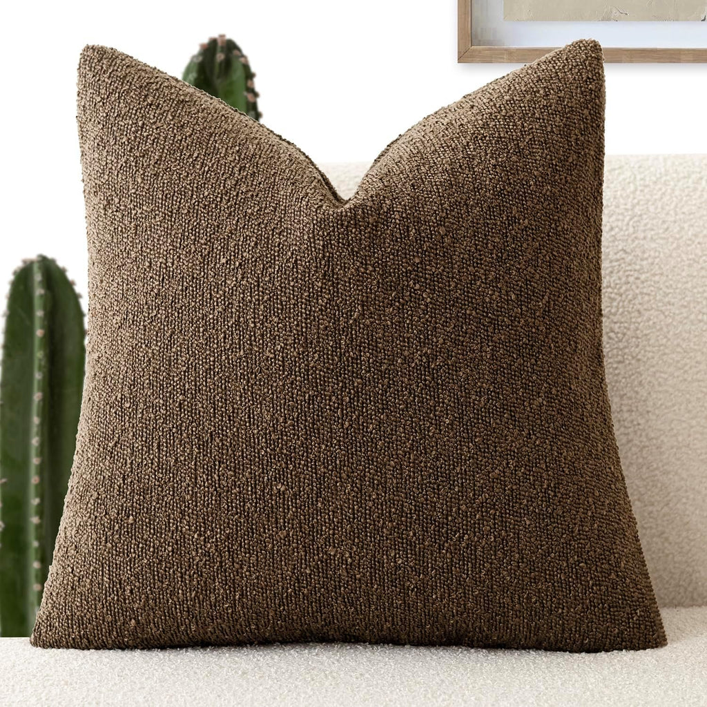Foindtower Decorative Textured Boucle Throw Pillow Covers Accent Solid Pillow Cases Neutral Soft Cozy Couch Cushion Case for Chair Sofa…