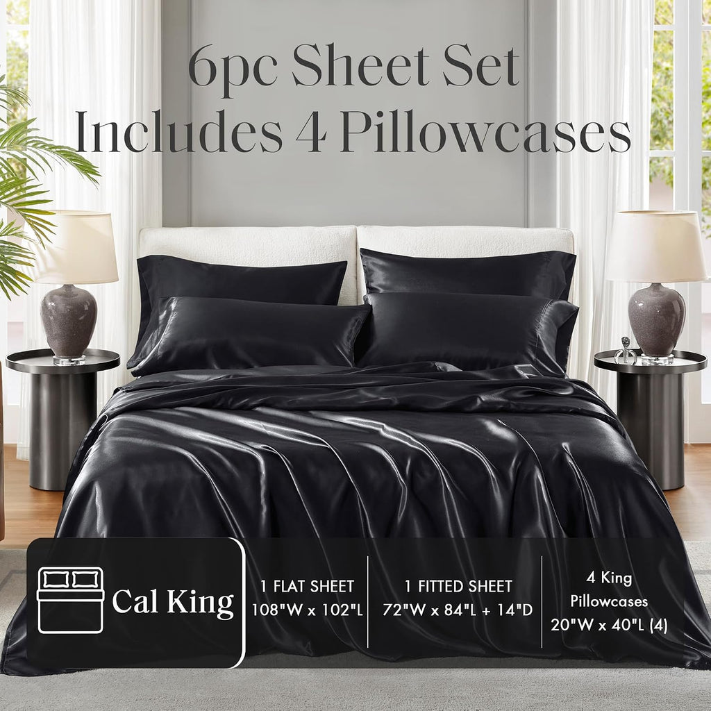 Madisonpark Madison Park Essentials Satin Sheet Set Luxury and Silky with Natural Sheen, Elastic 14" Pocket fits up to 16" Mattress, All Ar…