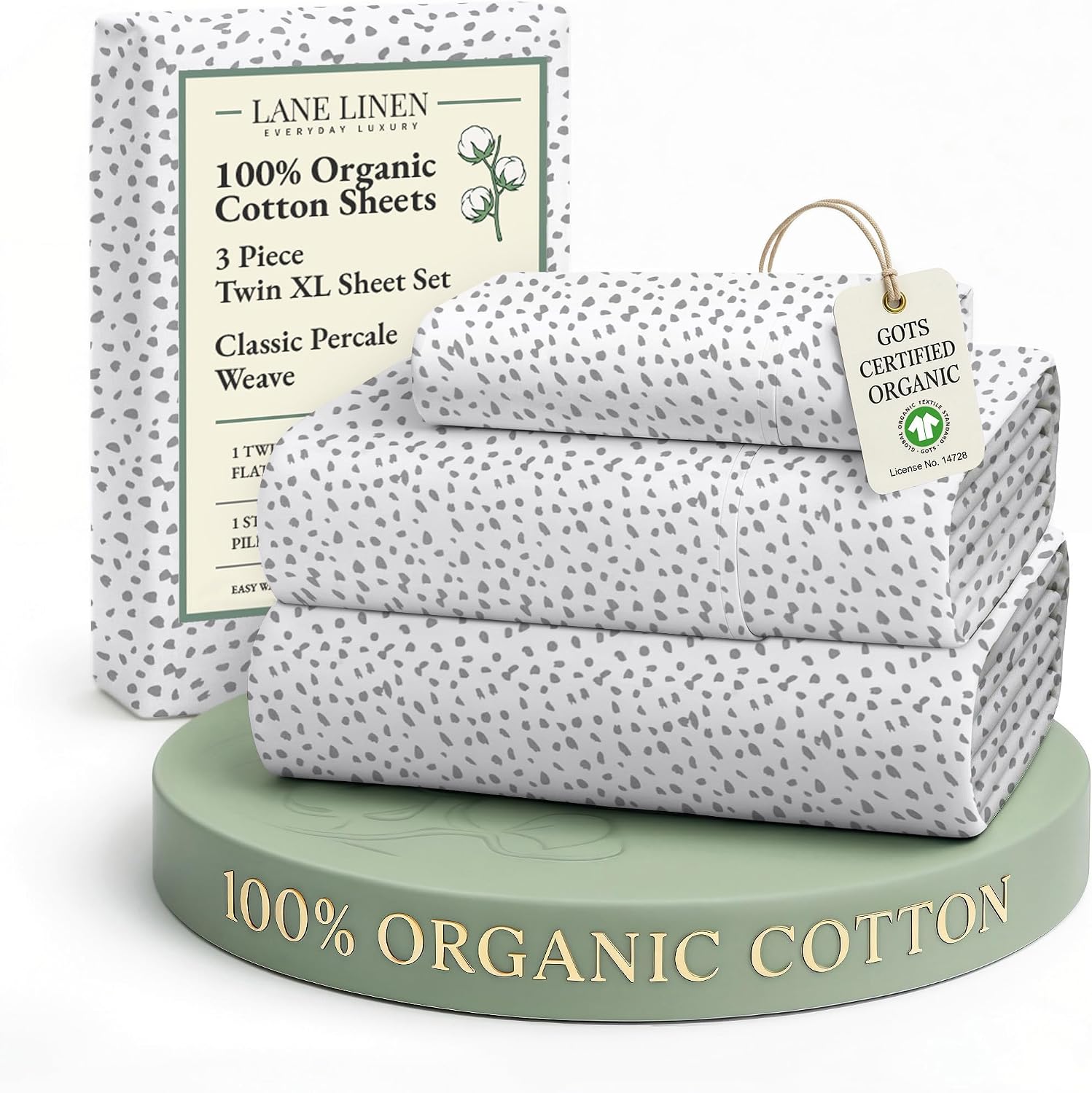 LaneLinen LANE LINEN 100% Organic Cotton Sustainaly Produced Twin XL Bed Sheets, Okeo Tex Certified Printed Cotton Sheets, Luxury Hotel Per…