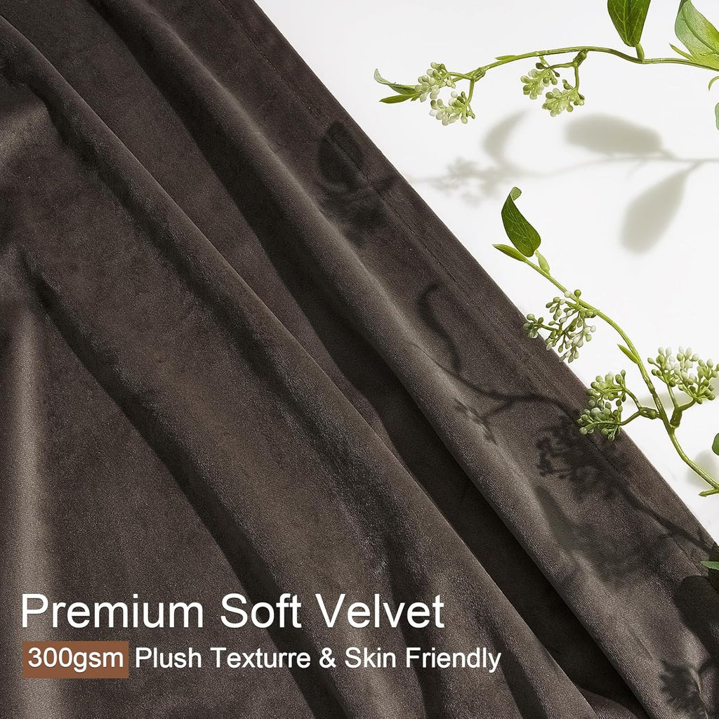 Drapenova 108 Inches Long Dark Taupe Velvet Curtains for Living Room Bedroom Large Window, Elegant Vintage Room Darkening Blackout Pi…