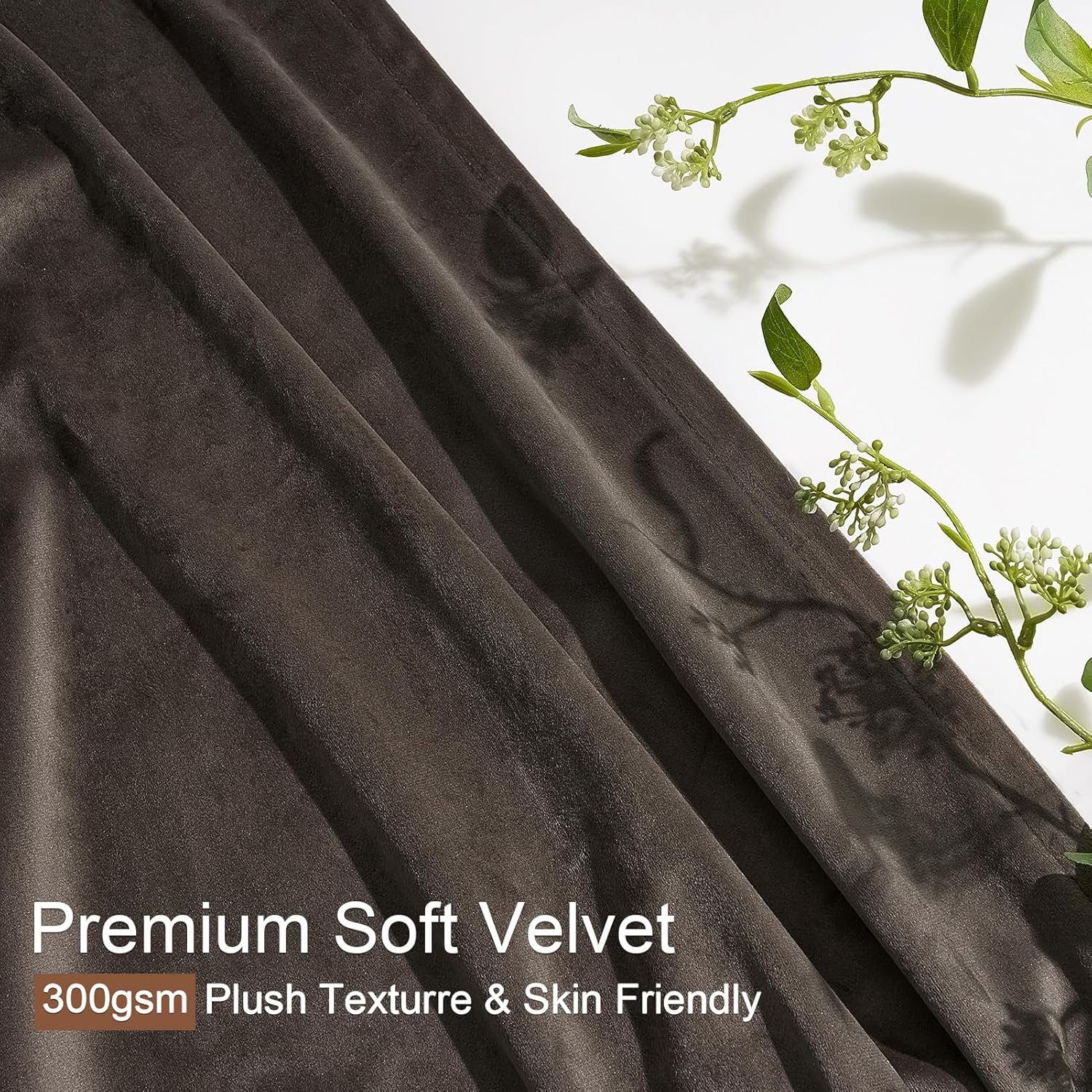 Drapenova 108 Inches Long Dark Taupe Velvet Curtains for Living Room Bedroom Large Window, Elegant Vintage Room Darkening Blackout Pi…