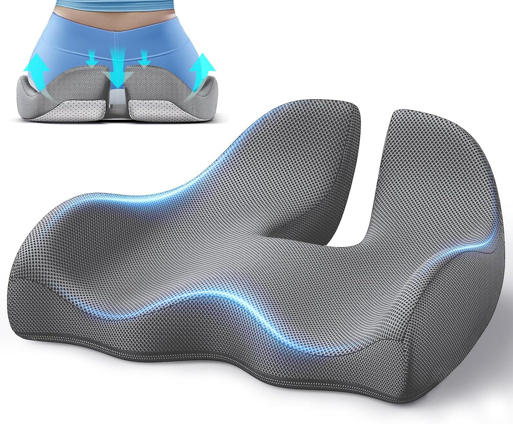 Benazcap X Large Memory Seat Cushion for Office Chair Ergonomic Cushions Pad Pillow for Pressure Relief Sciatica & Memory Foam for Long Sit…