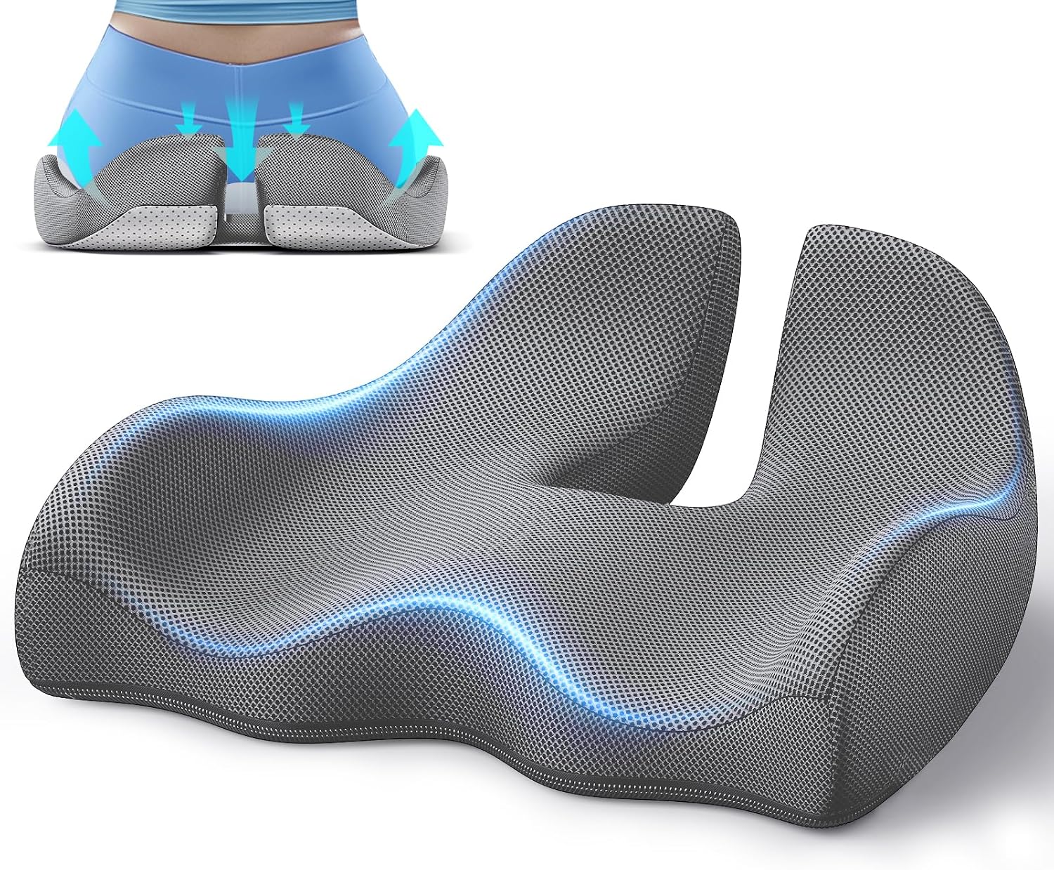 Benazcap X Large Memory Seat Cushion for Office Chair Ergonomic Cushions Pad Pillow for Pressure Relief Sciatica & Memory Foam for Long Sit…