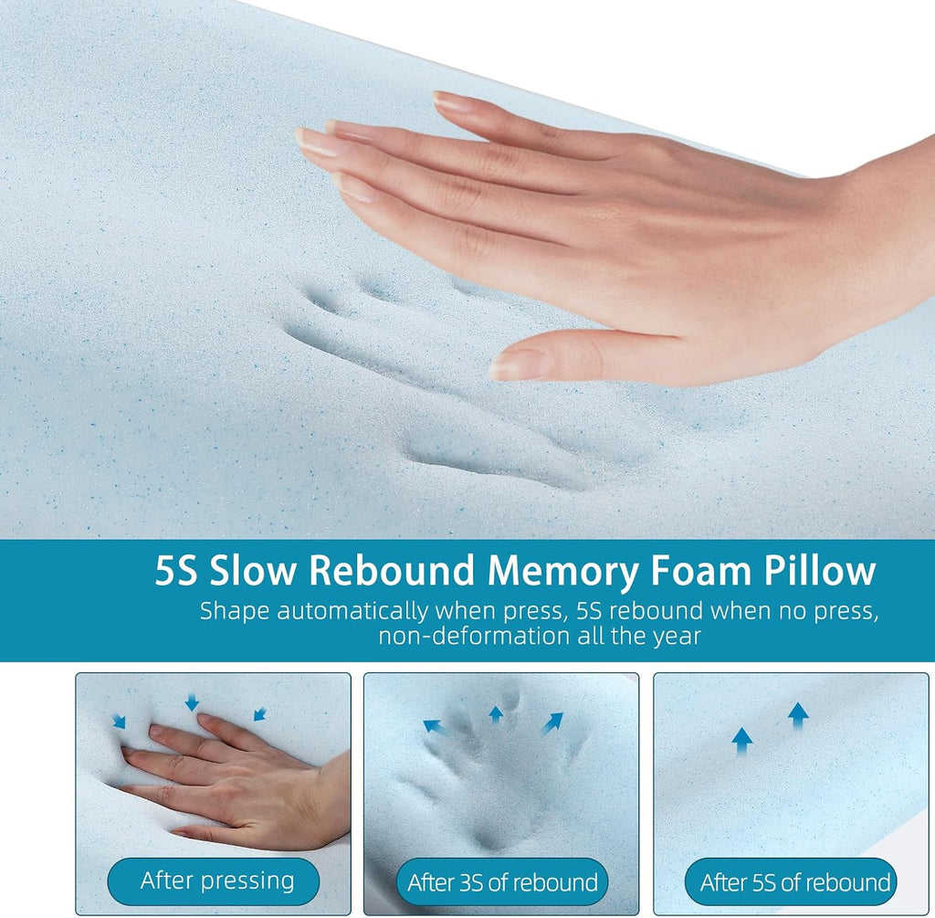 Suqiome SUQ I OME Sleeper-Gel Thin Memory Foam Neck Pillow for Sleeping,3.1/3.9‘’ Height, Ultra Thin & Low Cervical Profile, for Stomac…