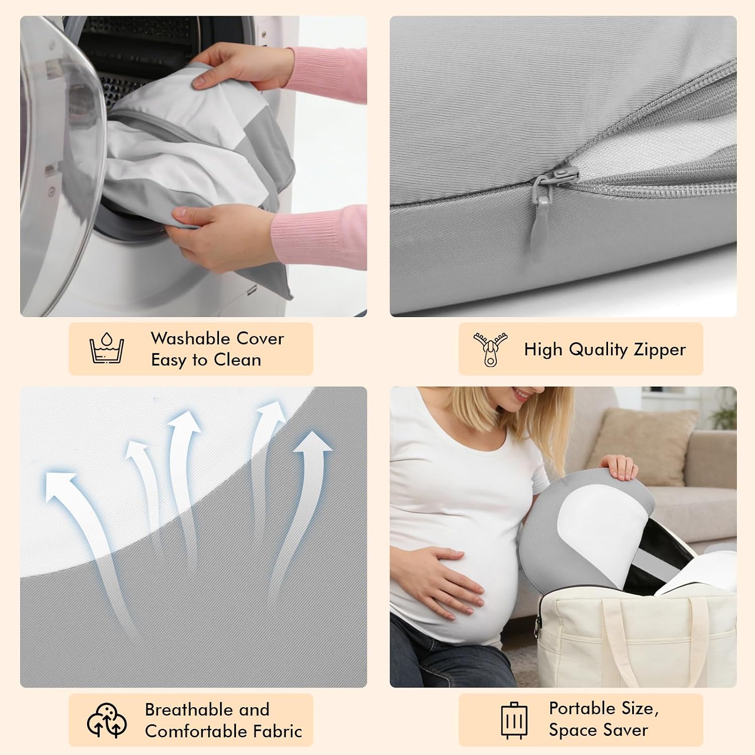 Pregnancy Pillows for Sleeping, Memory Foam W Shaped Maternity Pillow for Pregnant Women, Adjustable Travel Pregnancy Wedge Pillow with…