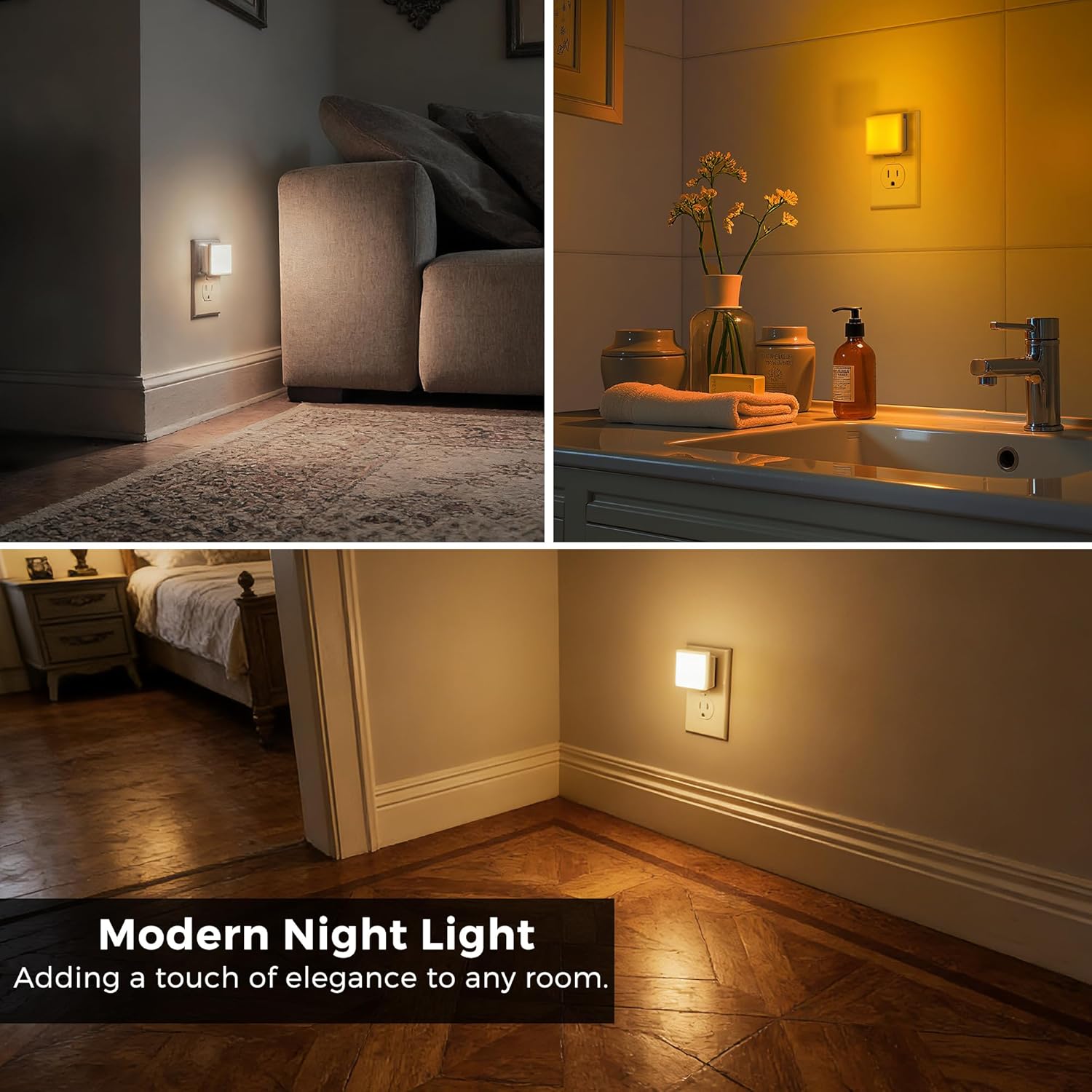 L LOHAS LED 3CCT Night Lights Plug into Wall 2-Pack, 0.3W Plug in Night Light, Dusk to Dawn, Bright Nightlight Auto-On/Off, for Adults…