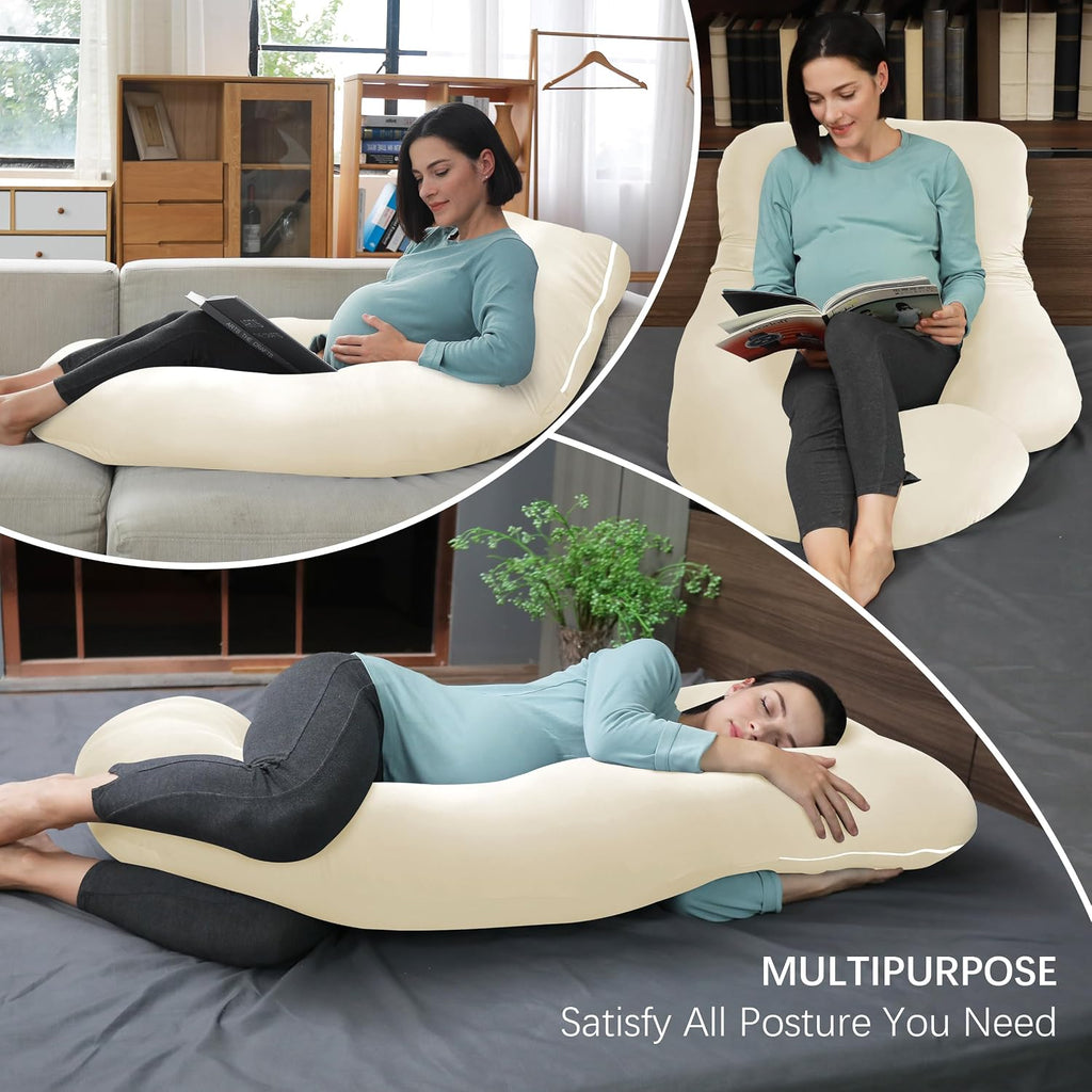 Moonpark MOON PARK Pregnancy Pillows for Sleeping - U Shaped Full Body Maternity Pillow with Removable Cover - Support for Back, Legs, Bell…