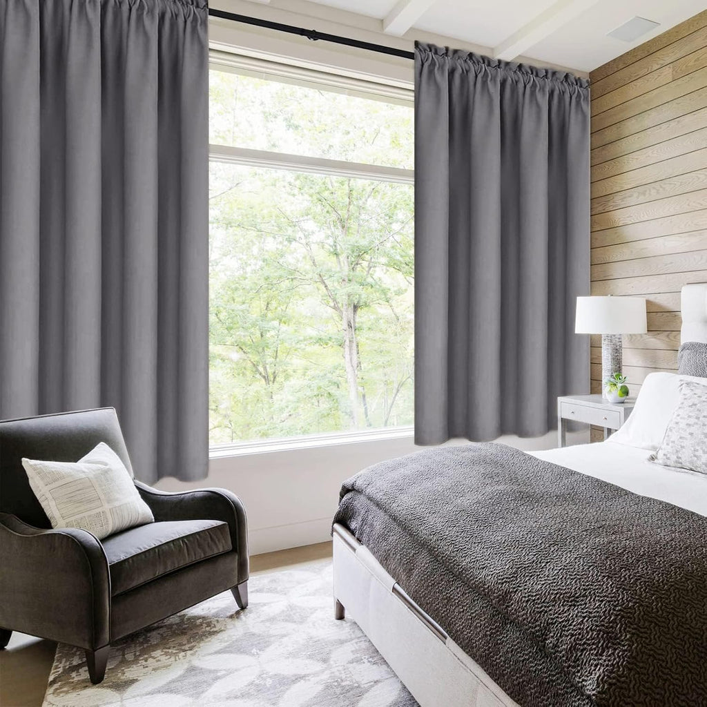 DWCN Blackout Curtains for Living Room Thermal Insulated, Energy Saving & Noise Reducing Bedroom Curtains, Grey, W 70x L 84 Inch, Set of…