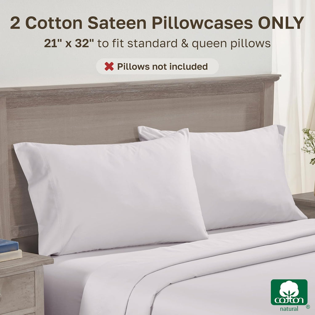CaliforniaDesignDen California Design Den Queen Pillow Cases Set of 2 - 600 Thread Count, 100% Cotton Pillow Cases Standard Size Cotton, Br…