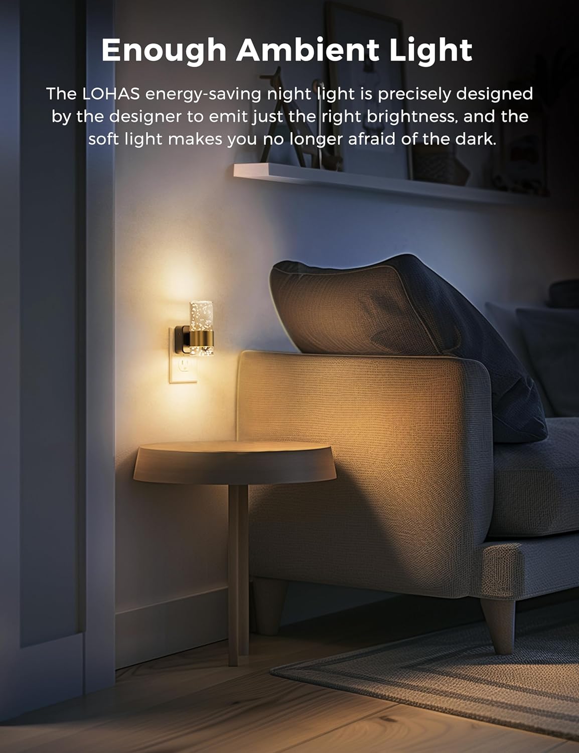 L LOHAS LED Night Light, Dimmable Night Lights Plug into Wall, 2 Pack Acrylic Nightlight with 0-100 LM Adjustable Brightness, 3000K Plug…