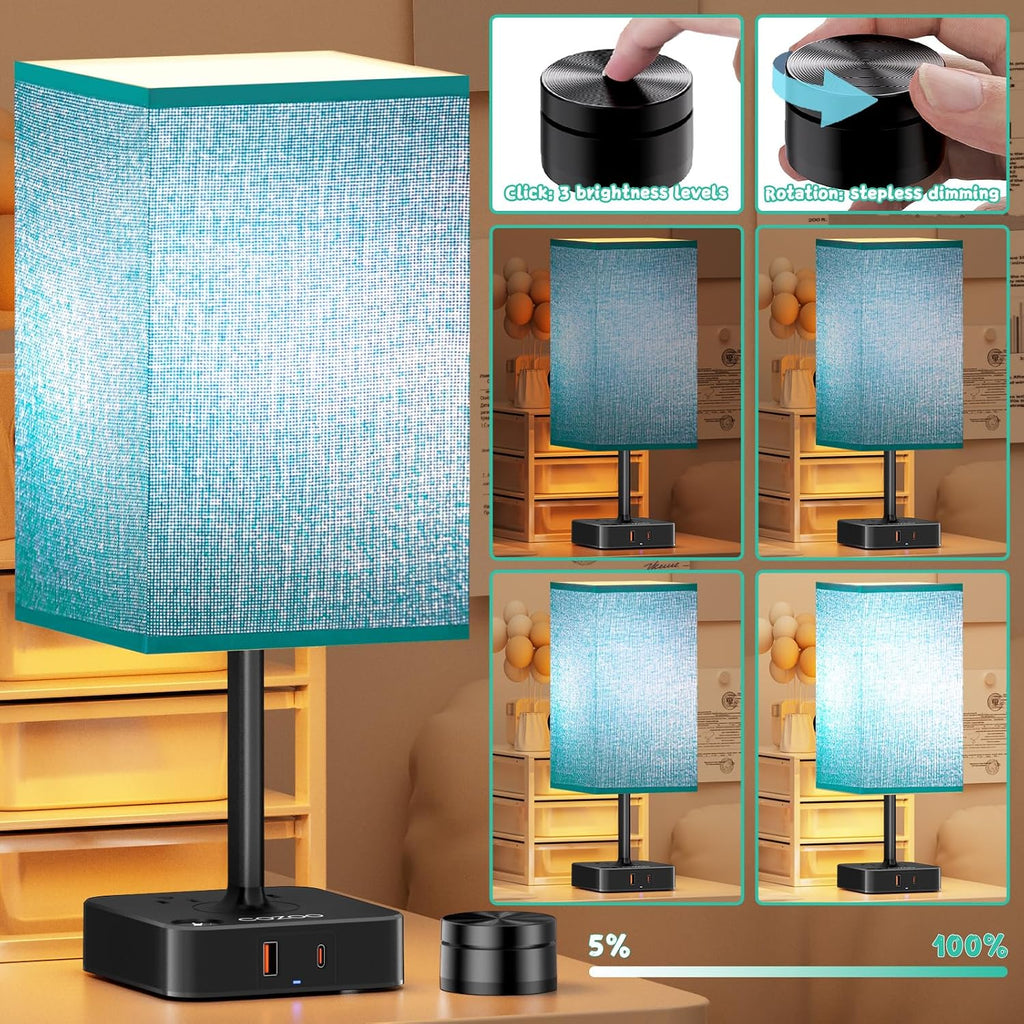 Nightstand Lamp & USB C+A Fast Charging Station: Modern Bedside Table Lamp with Remote & Touch Control, Warm Dimmable Light for Bedroom…