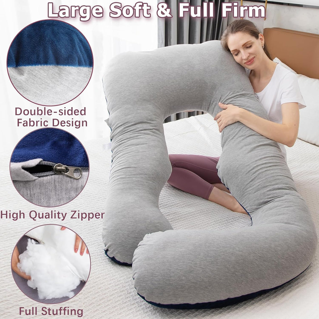Moonpine MOON PINE Pregnancy Pillow, U Shaped Full Body Pillow for Maternity Support, Sleeping Pillow with Cover for Pregnant Women (Grey B…