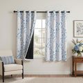 Meetsky Blue 95% Blackout Curtains 63 Inches Long for Bedroom - Leaf Patterned Room Darkening Curtain for Kids Room, Thermal Insulated Drap…