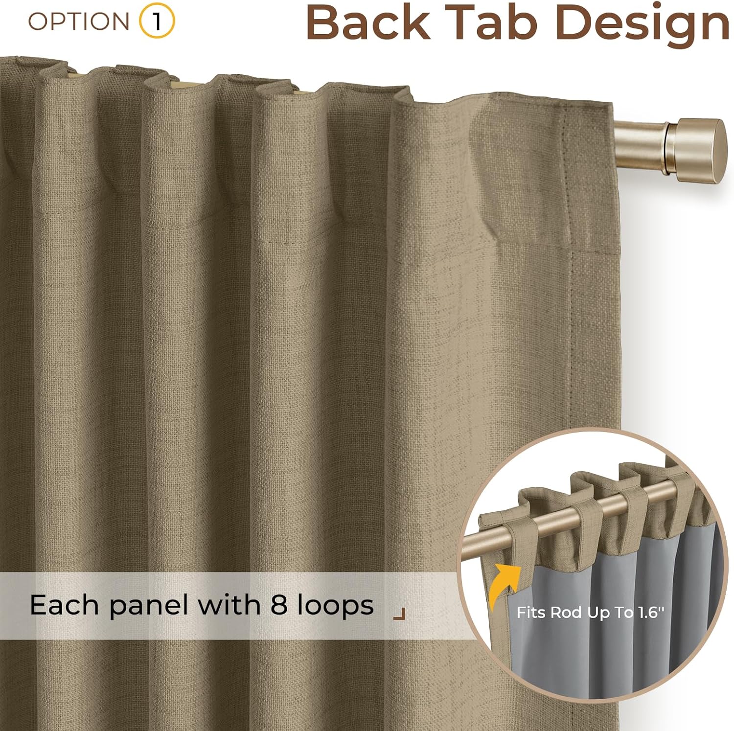 Inovaday 100% Blackout Curtains 90 Inches Length 2 Panels Set, Back Tab/Rod Pocket Linen Black Out Curtains for Bedroom, Thermal Insulated…