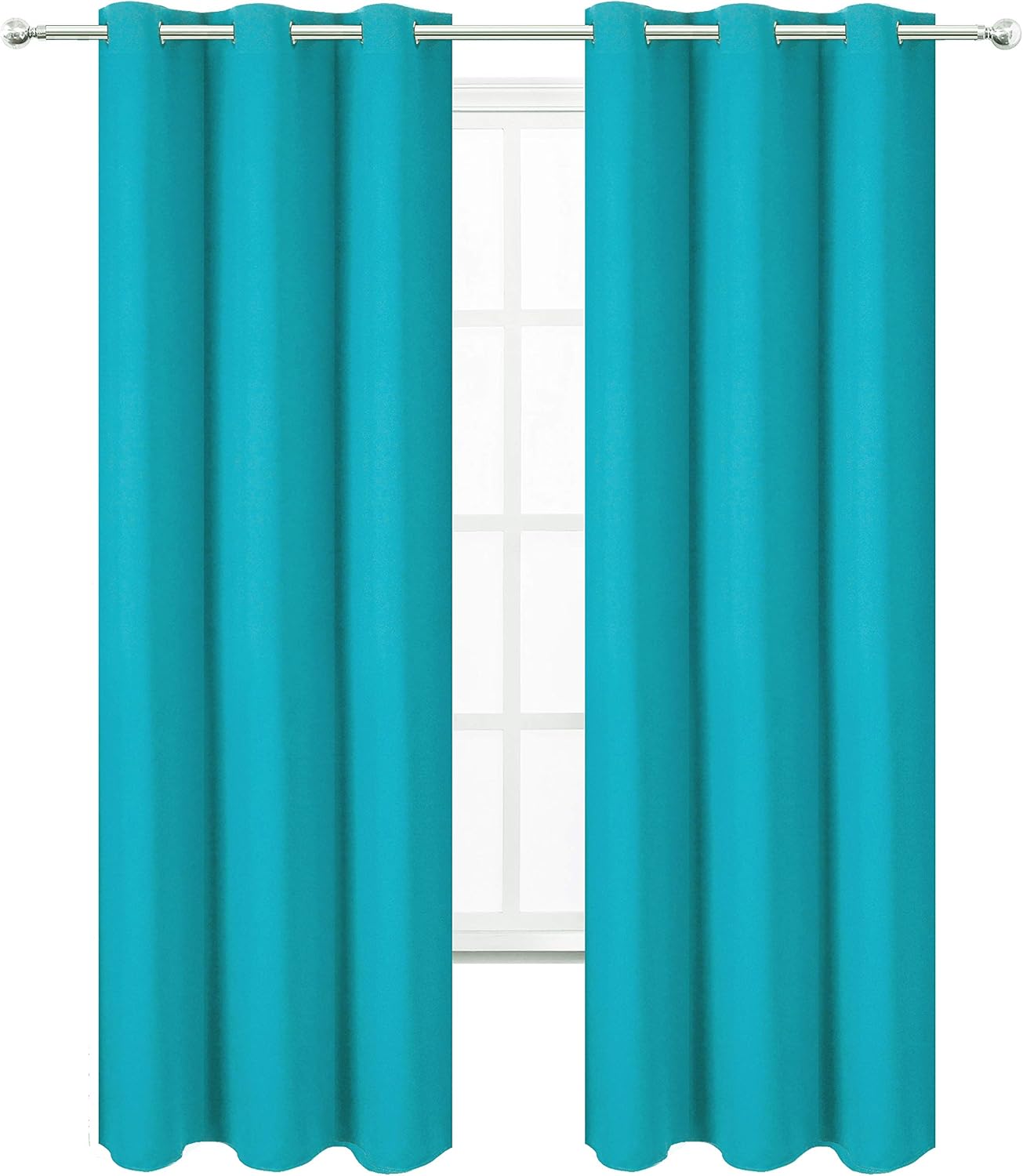 Lemomo Teal Blackout Curtains 34 x 84 Inch Length/Set of 2 Curtain Panels/Thermal Insulated Room Darkening Blackout Curtains for Bedroom 84…