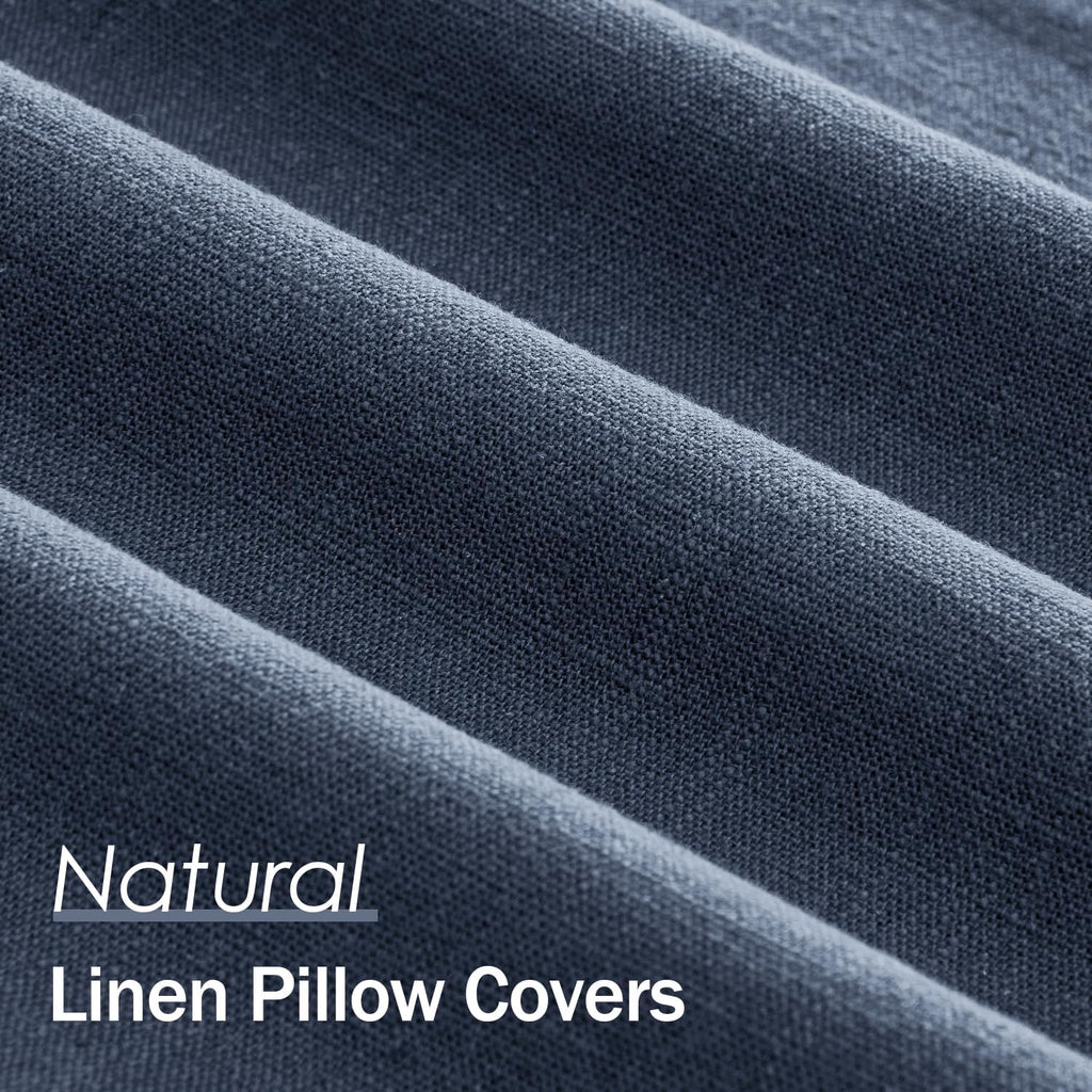 Anroduo Pack of 2 Decorative Linen Pillow Covers Navy Blue Euro Sham Neutral Farmhouse Boho SOID Cushion Case Soft Accent Pillowcase for Co…