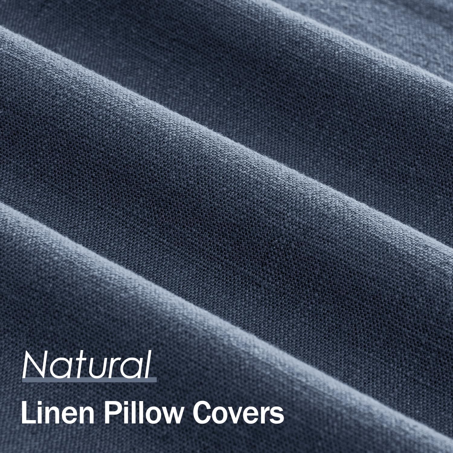 Anroduo Pack of 2 Decorative Linen Pillow Covers Navy Blue Euro Sham Neutral Farmhouse Boho SOID Cushion Case Soft Accent Pillowcase for Co…