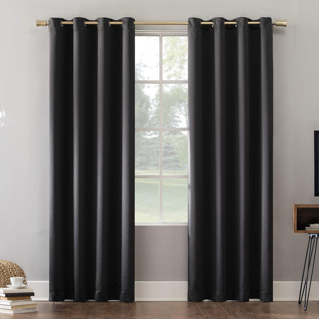 Sun Zero Nordic Theater Grade Extreme 100% Blackout Grommet Curtain Single Panel, 52" x 63", Coal