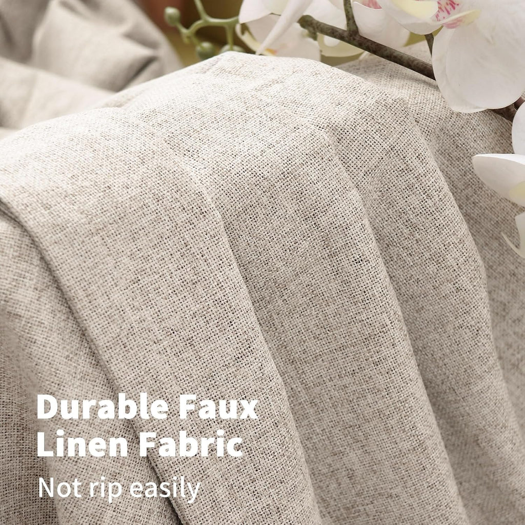 YoungsTex Oatmeal Linen Blackout Curtains for Bedroom 68 Inch Length, Full Light Blocking Drapes for Living Room Farmhouse Office Thermal I…