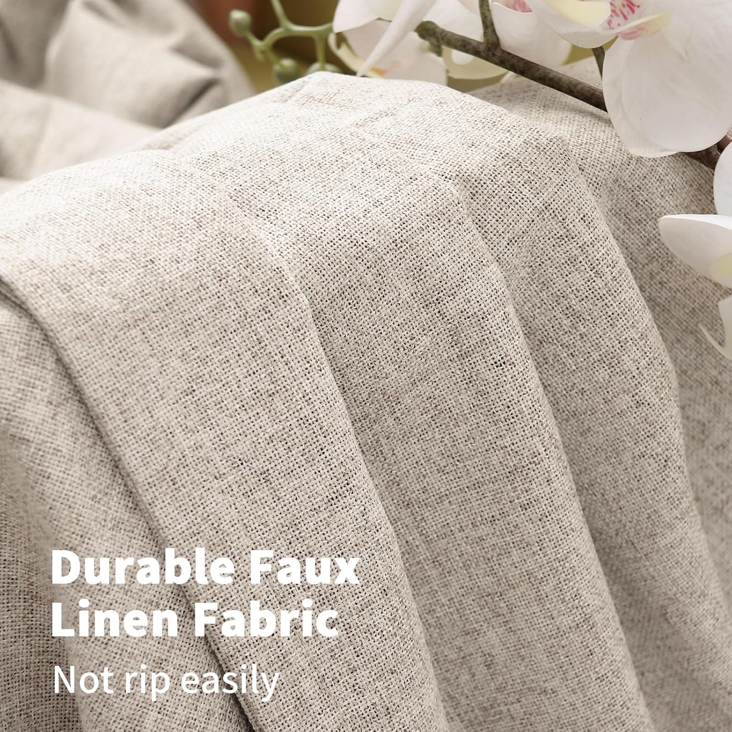 YoungsTex Oatmeal Linen Blackout Curtains for Bedroom 68 Inch Length, Full Light Blocking Drapes for Living Room Farmhouse Office Thermal I…