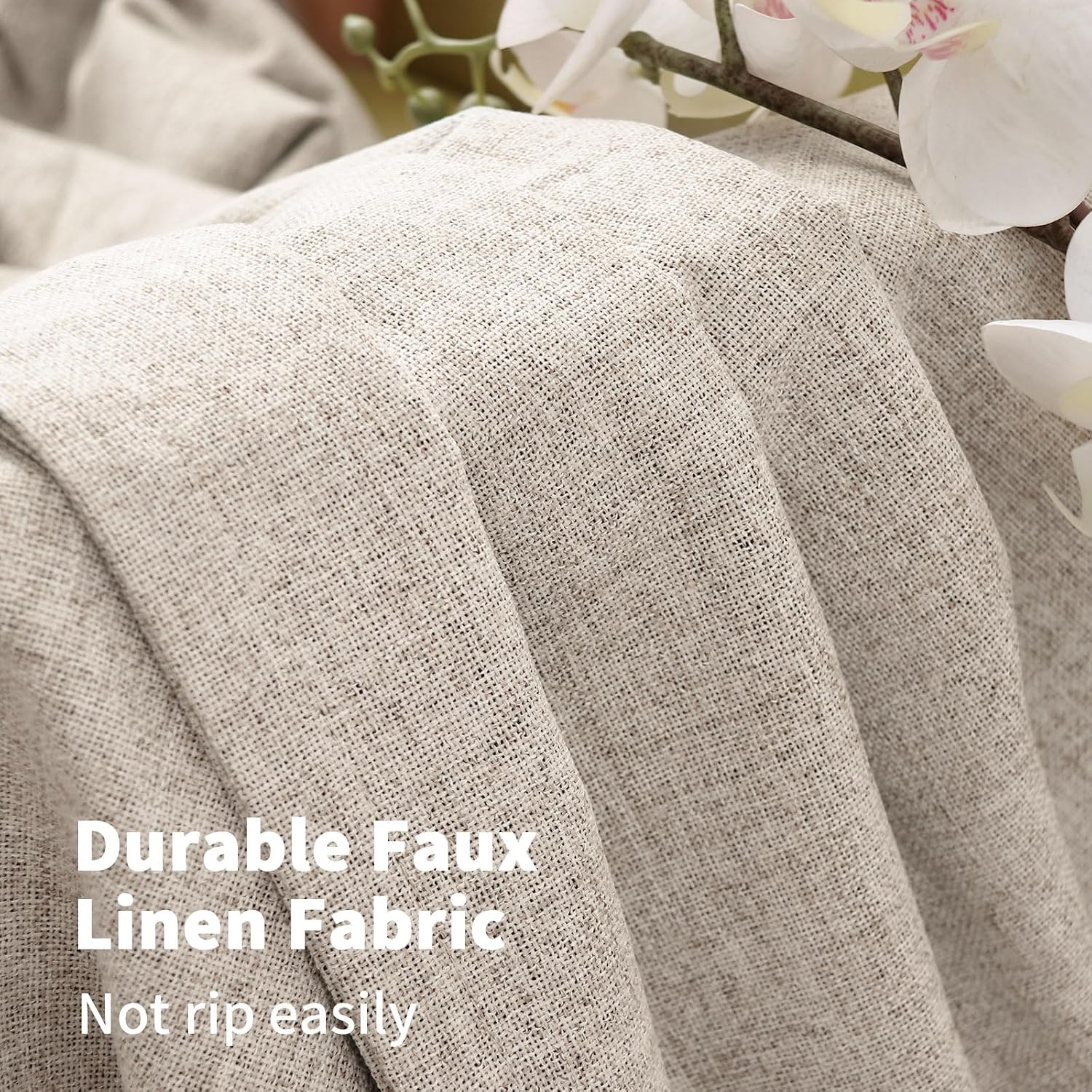 YoungsTex Oatmeal Linen Blackout Curtains 84 Inch Length, Bedroom Room Darkening Drapes with Grommet Farmhouse Living Room Thermal Insulate…