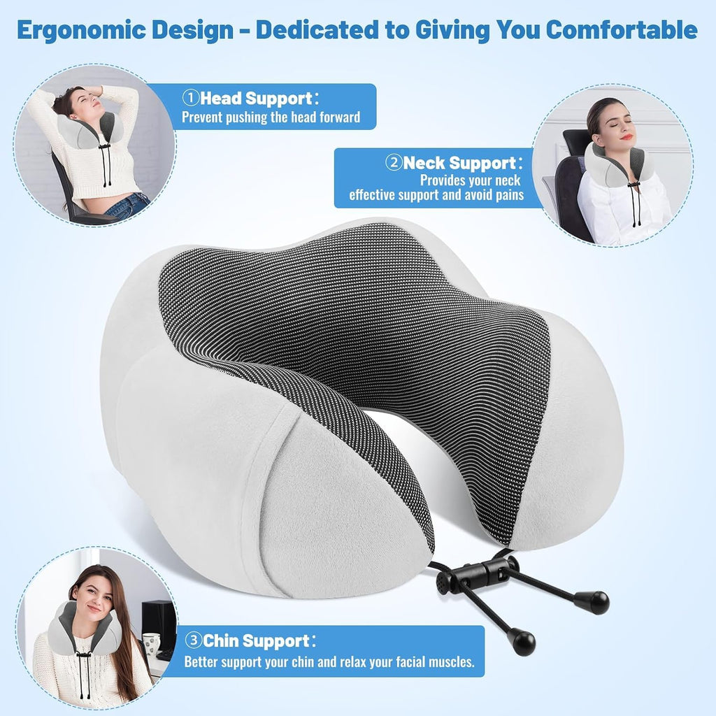 CloudBliss Travel Pillow Premium Memory Foam, Comfortable & Supportive Neck Pillow, Neck Pillows for Sleeping Travel, Airplane Pillow for…