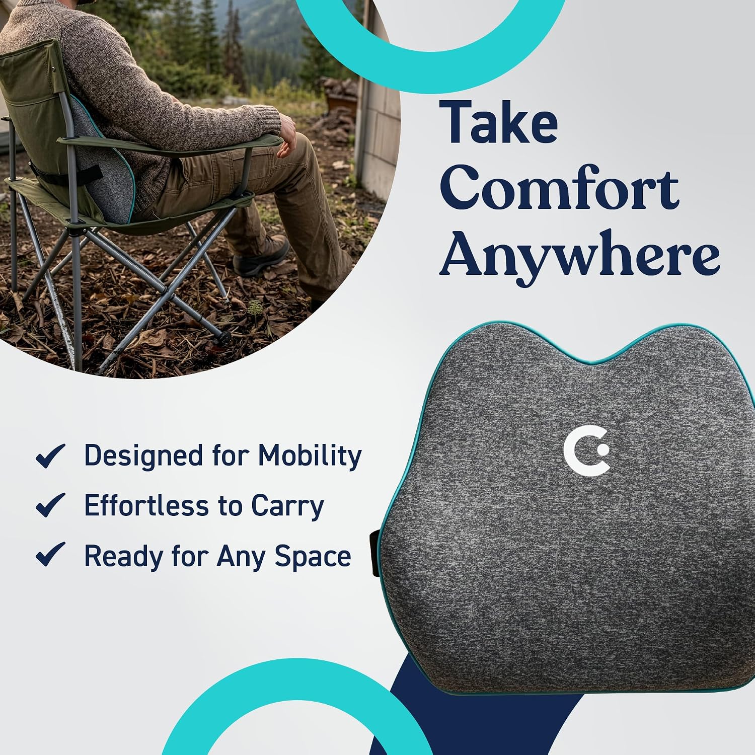 Cubii Cushii V2 Back Support Cushion for Lower Back Support, Lumbar Support Pillow with Contoured Design and Adjustable Strap for Office Ch…