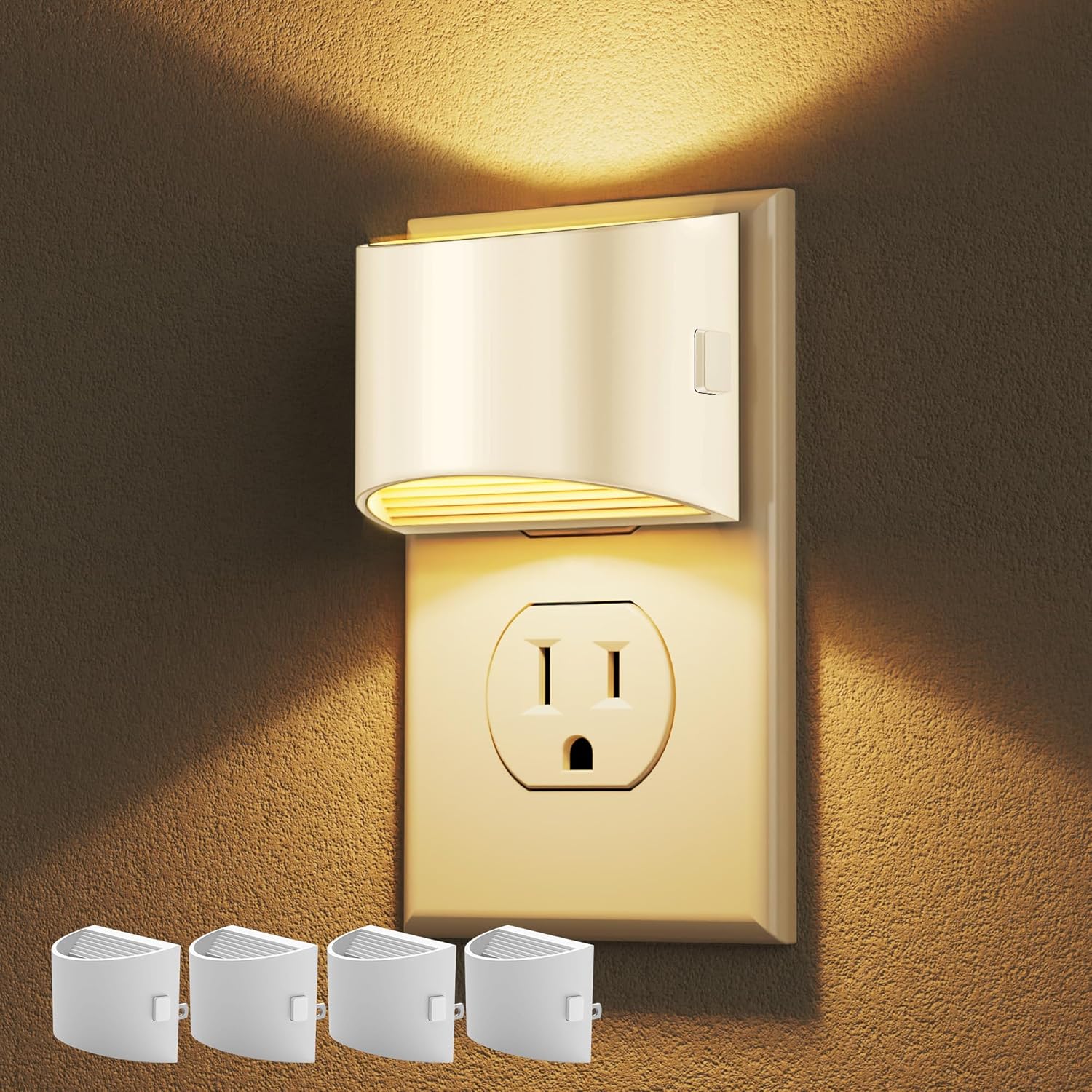 DORESshop LED Night Light[4 Pack], Night Lights Plug into Wall, 3 Level Brightness Adjustable Plug in Night Light, Dusk to Dawn Sensor…