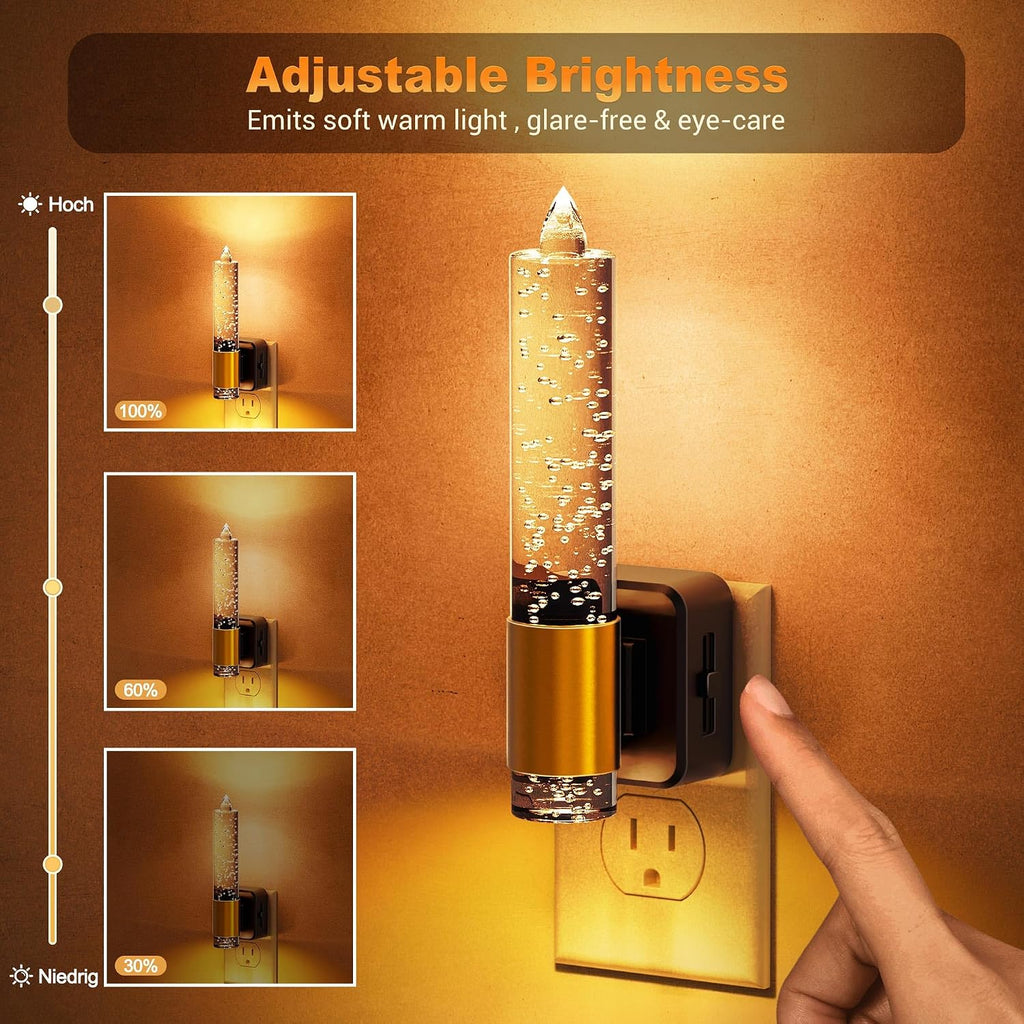 JandCase Night Light, Flameless Candle Night Lights Plug into Wall, Dusk to Dawn Sensor Aesthetic Automatic Nightlight, Dimmable Amber…