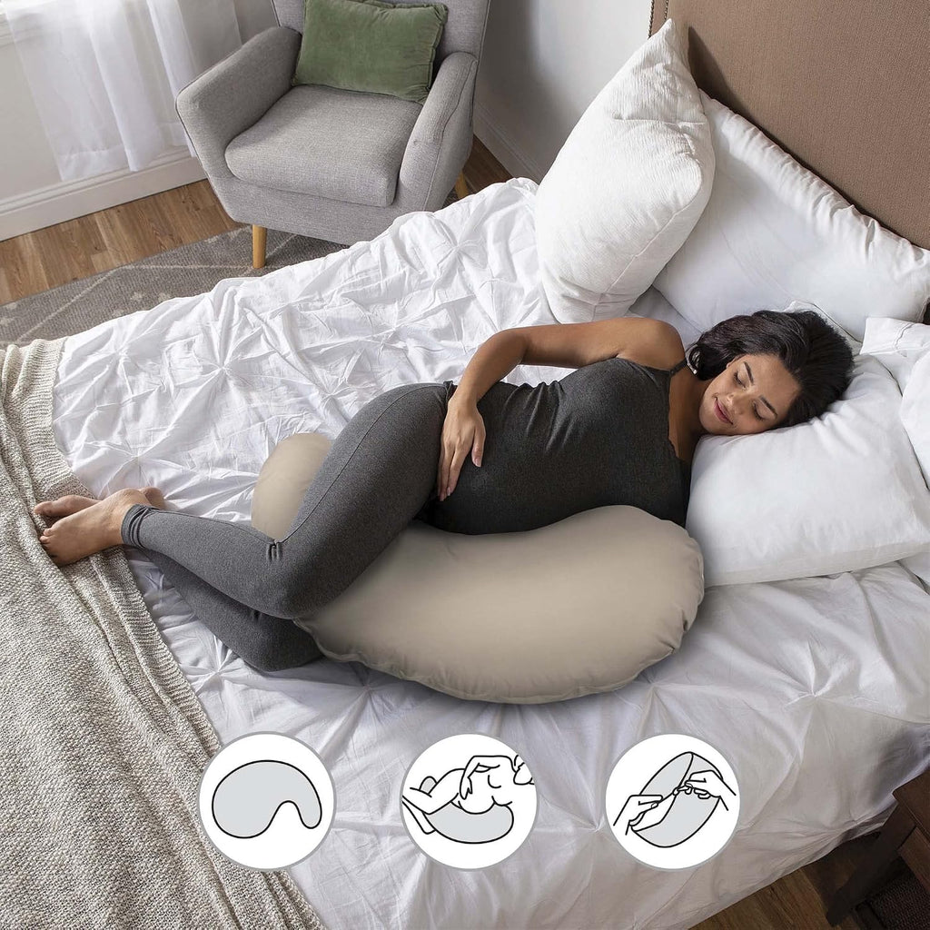 TheBoppyCompany Boppy Cuddle Pregnancy Pillow with Removable Organic Cotton Cover - Compact Ergonomic Maternity Pillow, Versatile Support,…