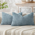 Miulee Pack of 2 Coastal Blue Lumbar Throw Pillow Covers 20x12 Inch Summer Modern Boho Accent Decorative Pillow Covers Soft Chenille Farmho…