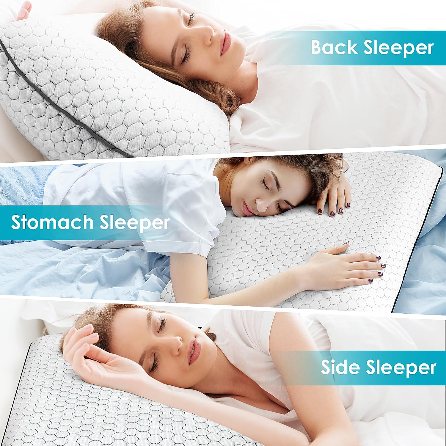 CushyOasis Memory Foam Pillows for Side, Back and Stomach Sleepers, Set of 2, Bed Pillow with Washable Cover and Breathable Mesh, Bed Pillo…