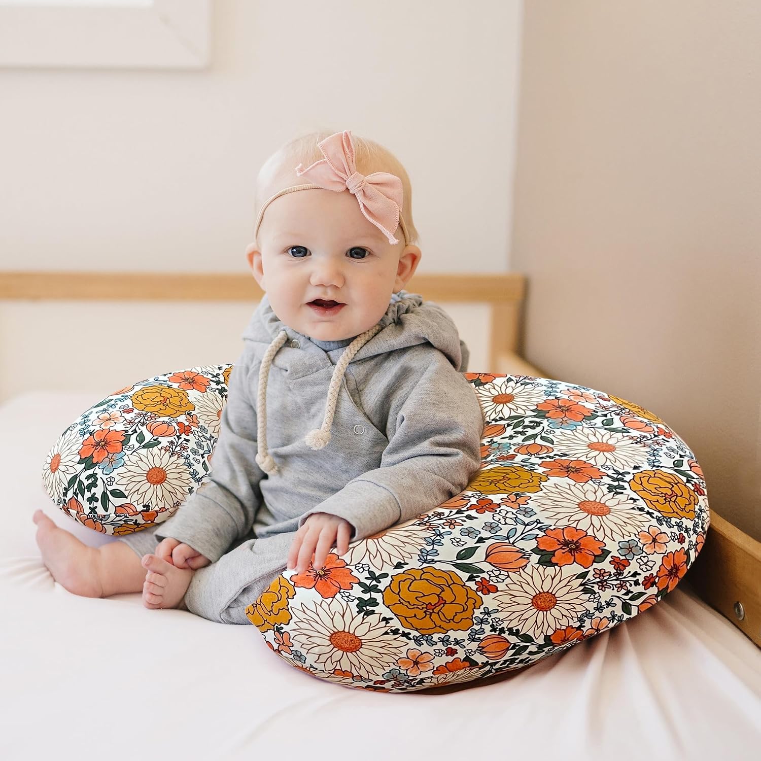 Konssy 2 Pack Nursing Pillow Covers, Stretchy and Soft Nursing Cover for Breastfeeding, Pillow Slipcover for Baby Girls Boys Newborn…