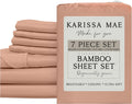 KARISSA MAE 7 Piece Pure Viscose from Bamboo Split King Size Sheet Set | 100% FSC Certified | Luxuriously Soft | Cooling | 18" Deep…