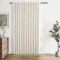 Guken 100% Blackout Extra Wide 100 Inch Linen Silding Door Curtains 90 Inches Long for Bedroom Back Tab Noise Reduction Black Out Window Dr…