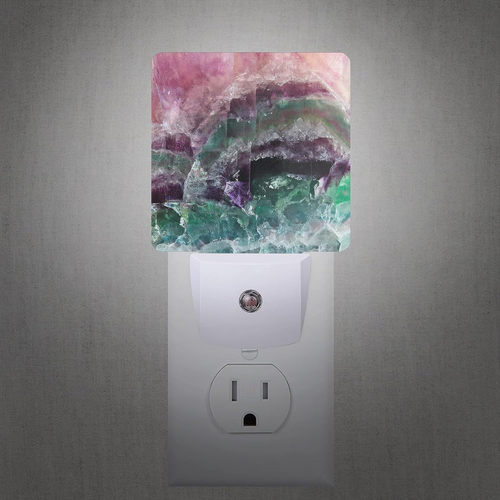 Color Pink Fluorite Crystal Stone Night Light Plug-in LED Nightlights Auto Sensor Night Lamp Dusk-to-Dawn Lamp Home Decor for Nursery…