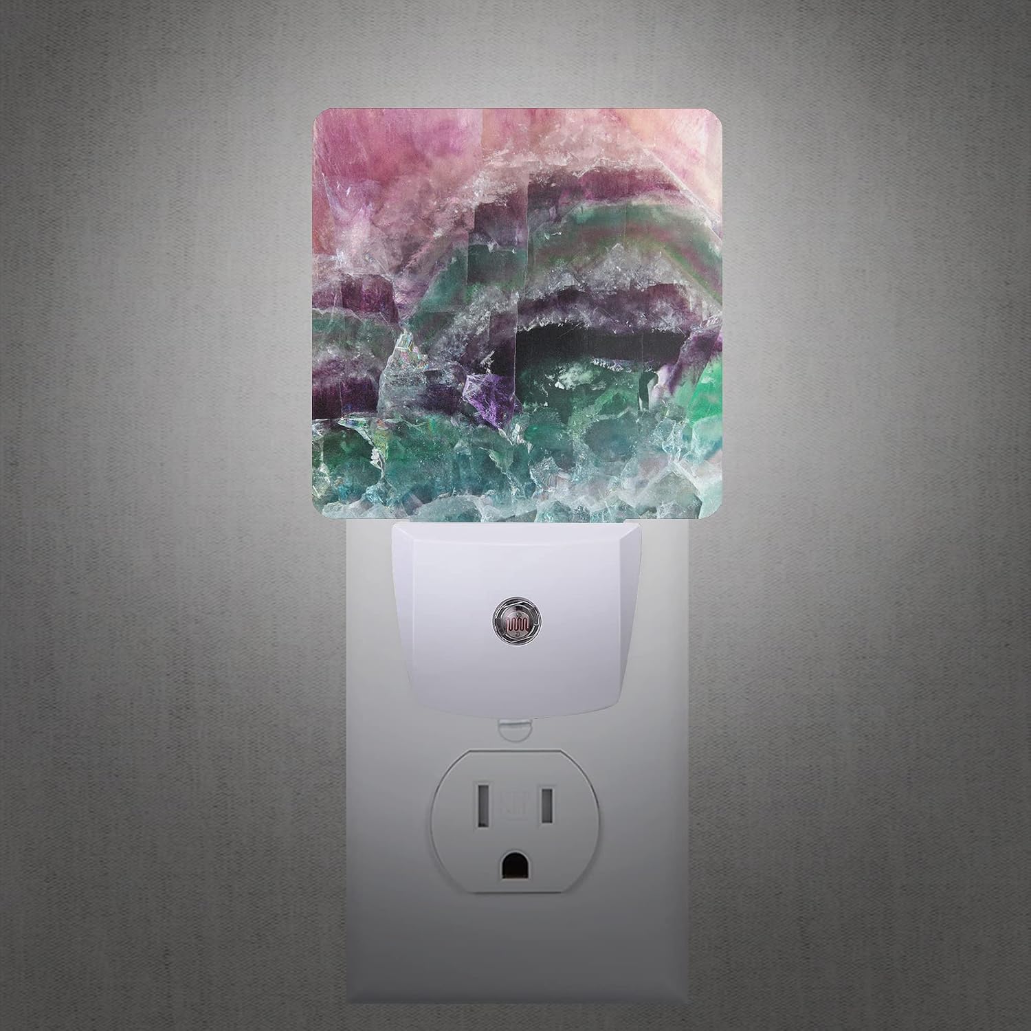 Color Pink Fluorite Crystal Stone Night Light Plug-in LED Nightlights Auto Sensor Night Lamp Dusk-to-Dawn Lamp Home Decor for Nursery…