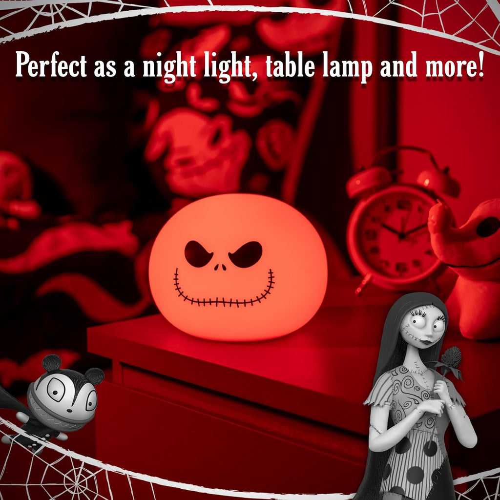 Disney Jack Skellington Squishy Light - Color-Changing Night Light for Kids & Adults, USB/Battery Operated Dimmable Lamp, Halloween &…